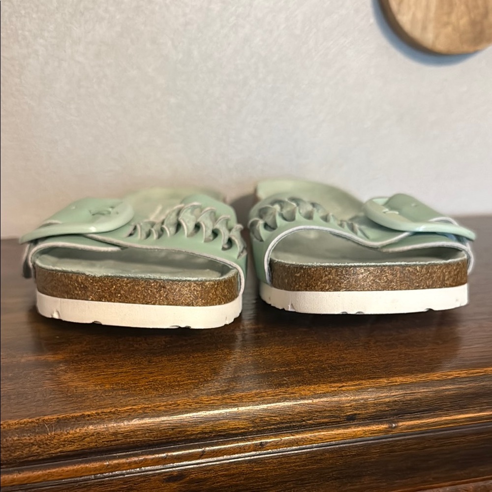 Earth Turquiose Slide Sandals with Big Buckle - Picture 3 of 10